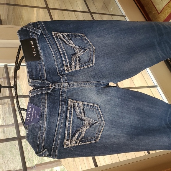 Vigoss NWT Blue Embroidered Chelsea Skinny Sz. 9/10 Raw Hem Women's Jeans - Picture 10 of 16